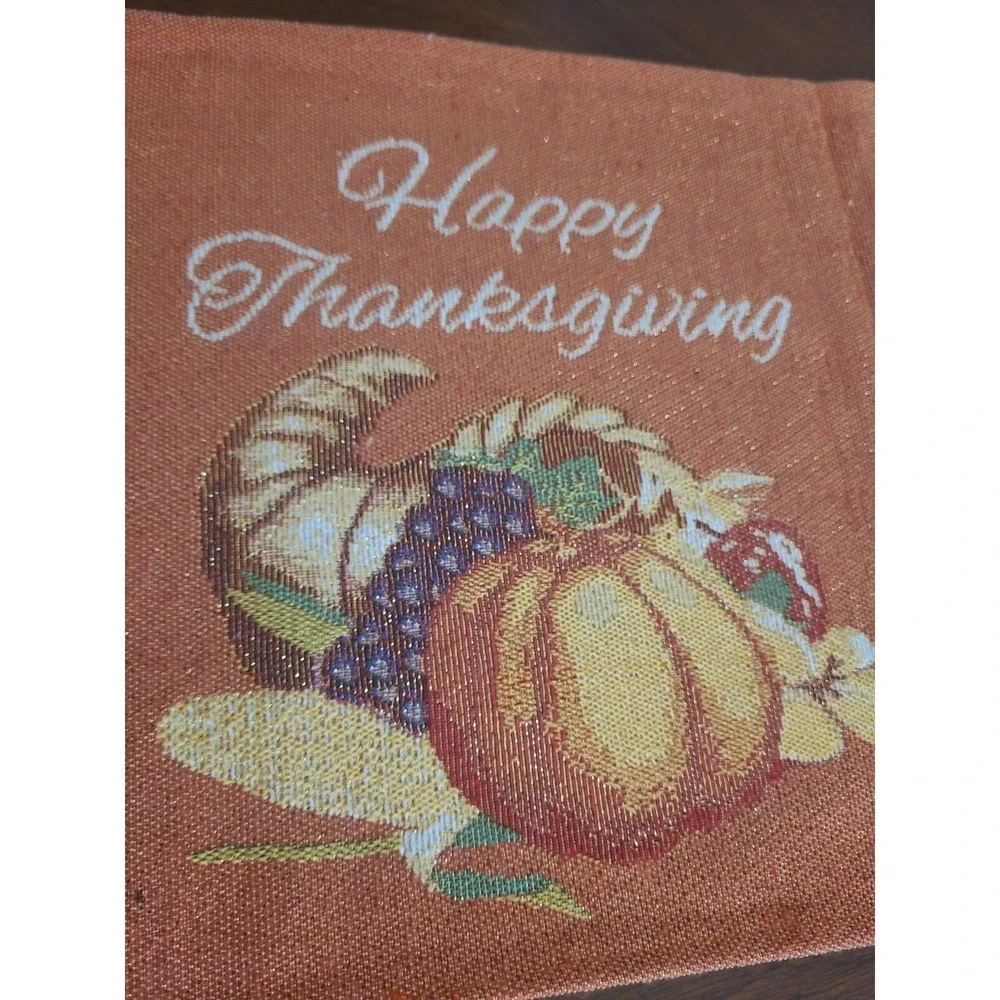 Thanksgiving‎ Fall Harvest Tapestry Needlepoint Table Runner-Pumpkins & Gourds
